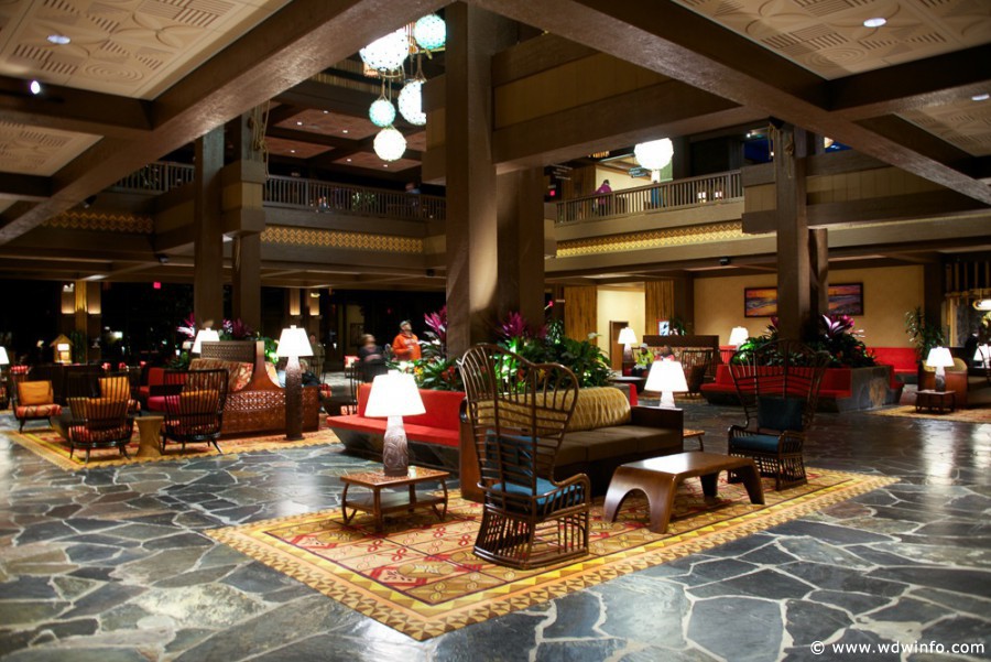 Polynesian Village Lobby | Spacious Hotel Lobby With Table and Chairs