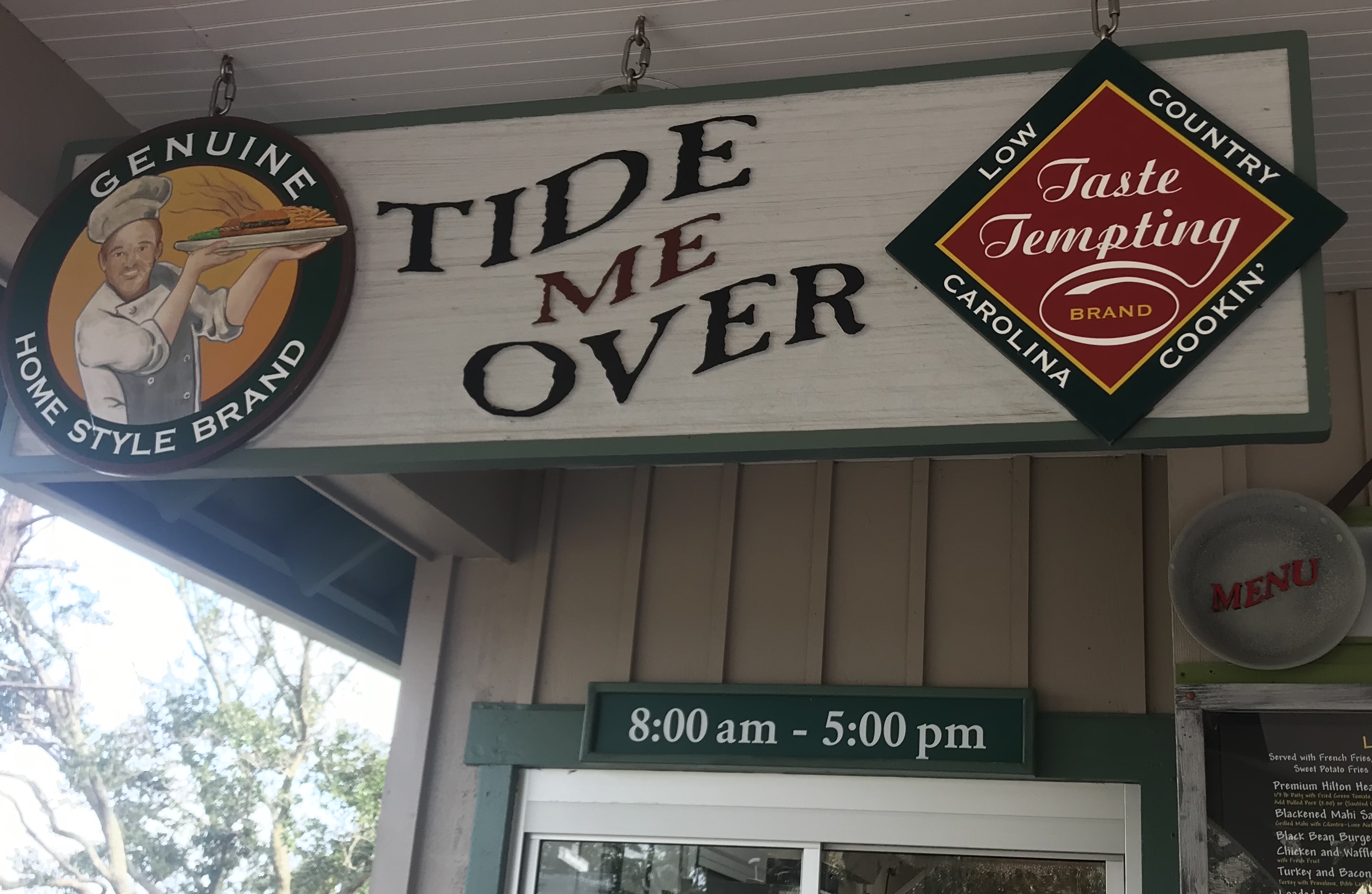 DVC Beach Trip Hilton Head | Outside Signage of Tide Me Over Restaurant