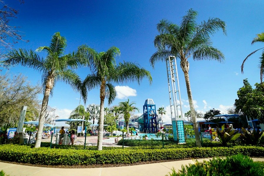 Bay Lake Tower Pool | Water Slide, 2 Whirlpool Spas, and a Children's Play Area With The Main Pool