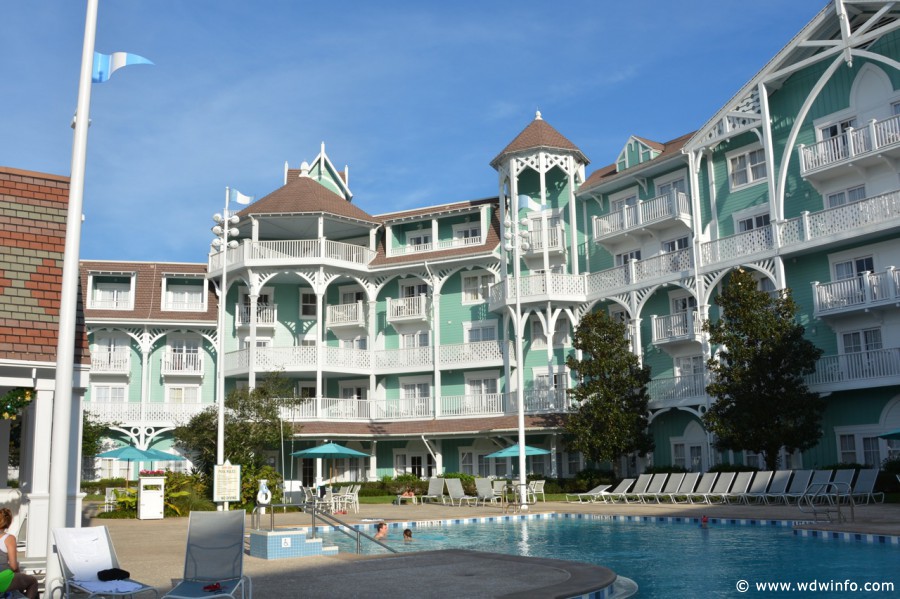 Disney’s Beach Club Villas | View of The Hotel Building From The Pool