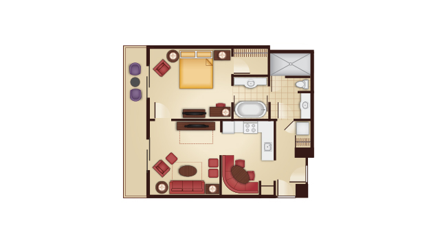 Grand Floridian - One-Bedroom Floor Plan