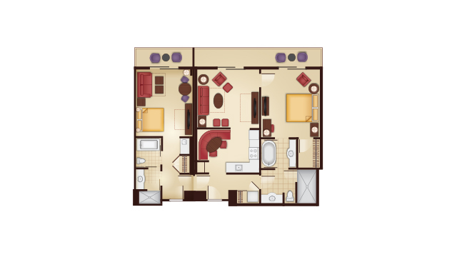 Grand Floridian - Two-Bedroom Lock-Off Floor Plan