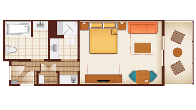 Polynesian - Deluxe Studio Floor Plan