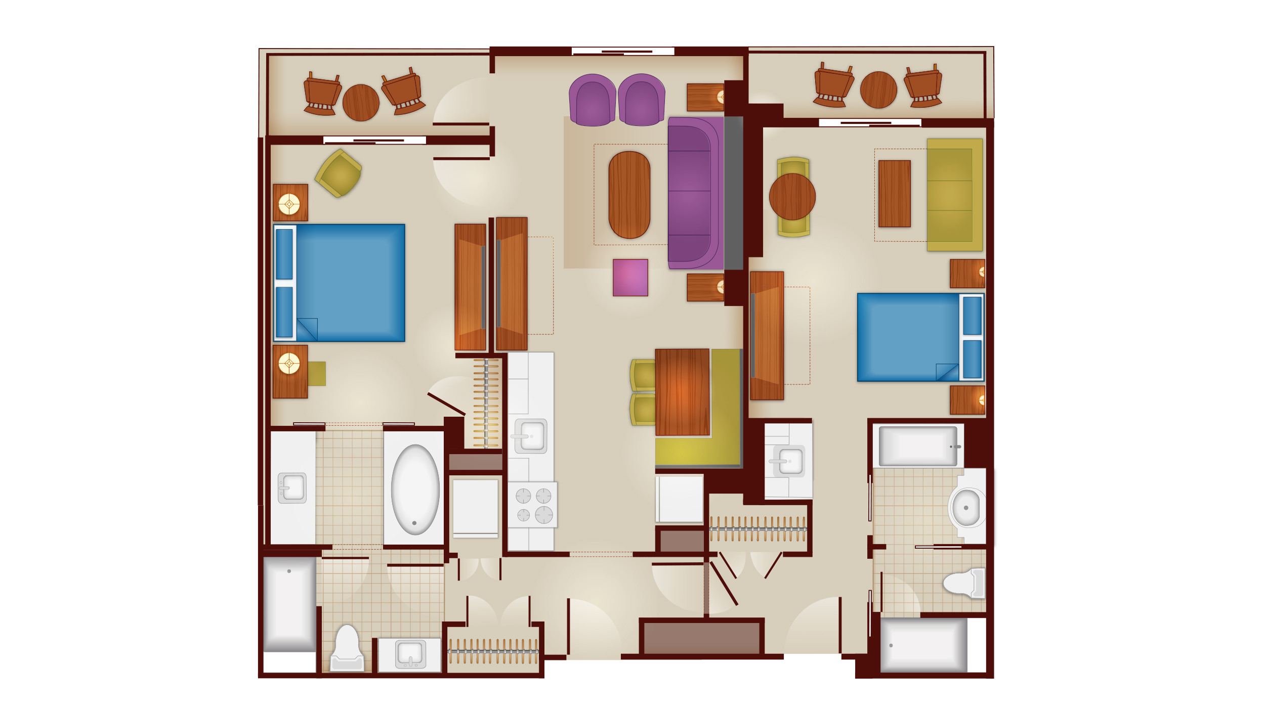 Riviera - Two-Bedroom Lock-Off Floor Plan