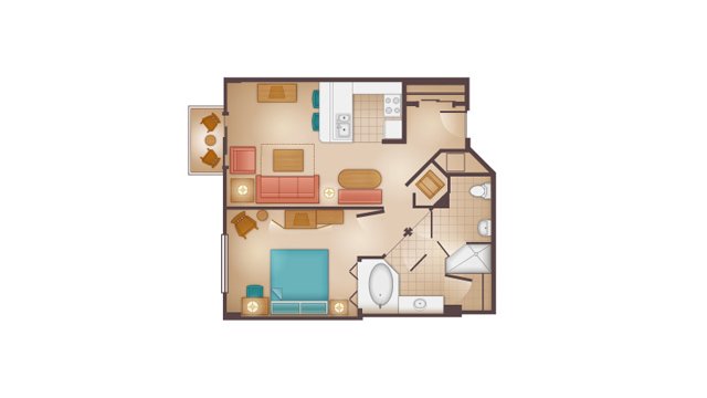 Beach Club - One-Bedroom Villa Floor Plan