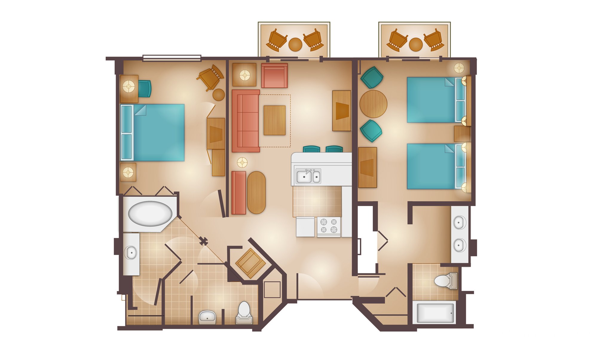 Beach Club - Dedicated Two-Bedroom Villa Floor Plan