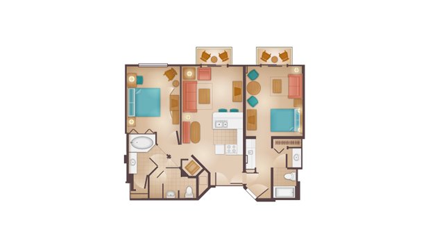 Beach Club - Two-Bedroom Lock-Off Villa Floor Plan