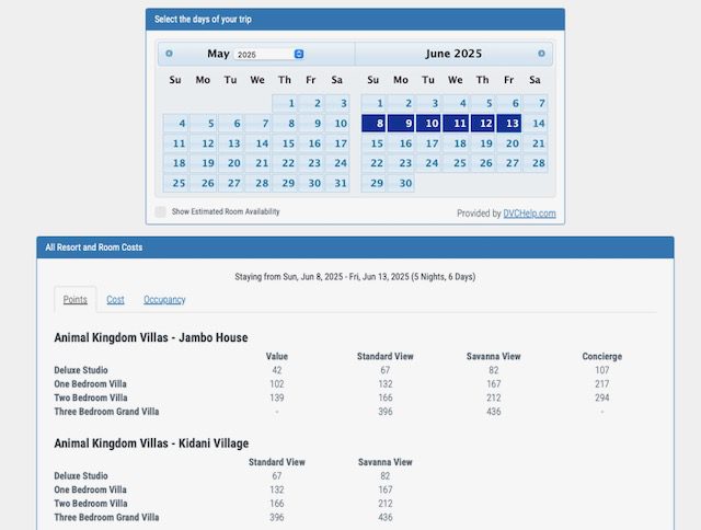 DVC-point-calculator