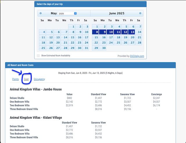 DVC-point-calculator
