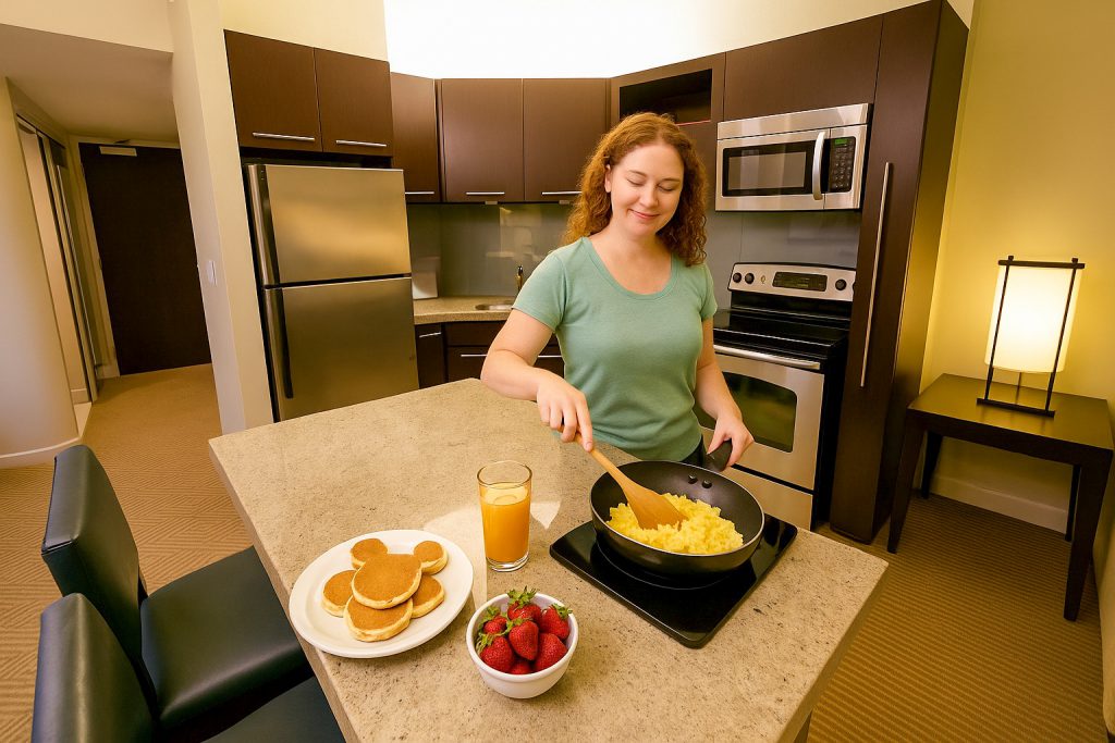 Cooking breakfast at Bay Lake Tower Resort l